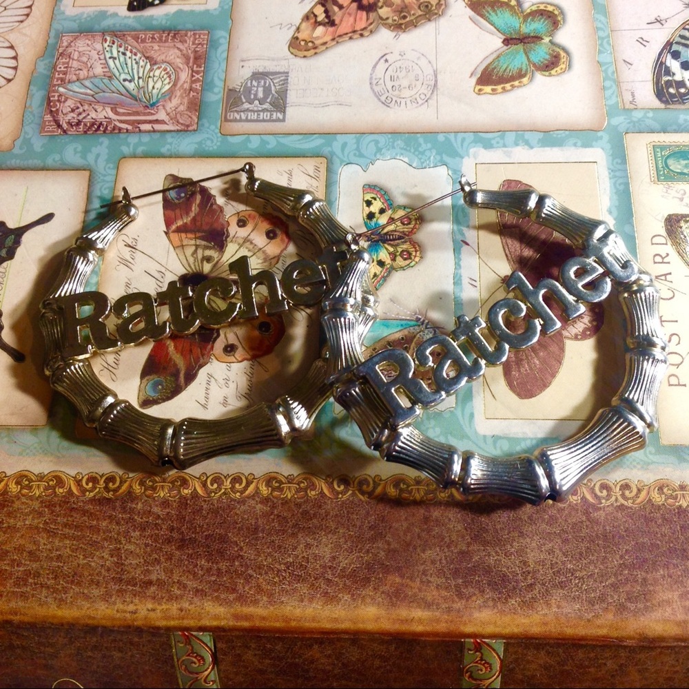 Light Gold "Ratchet" Bamboo Hoops